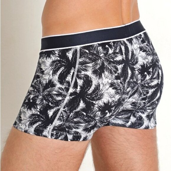 BOSS by Hugo Boss Palm Print Trunk in Black &White - Picture 2 of 7